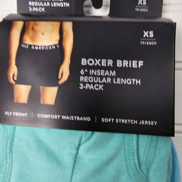 American Eagle Men's 2 Pack Blue Regular Length Boxer Briefs Size XS NIP Read - Picture 2 of 8